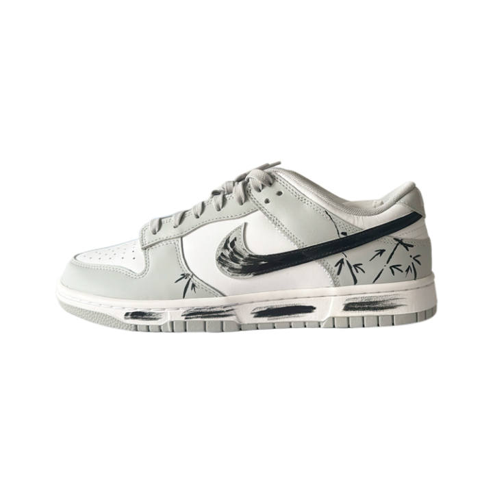 Nike Nike Dunk Retro 'Grey Fog' Bamboo Grace Cow Leather Low top Skateboard Shoes Men's Gray White Black