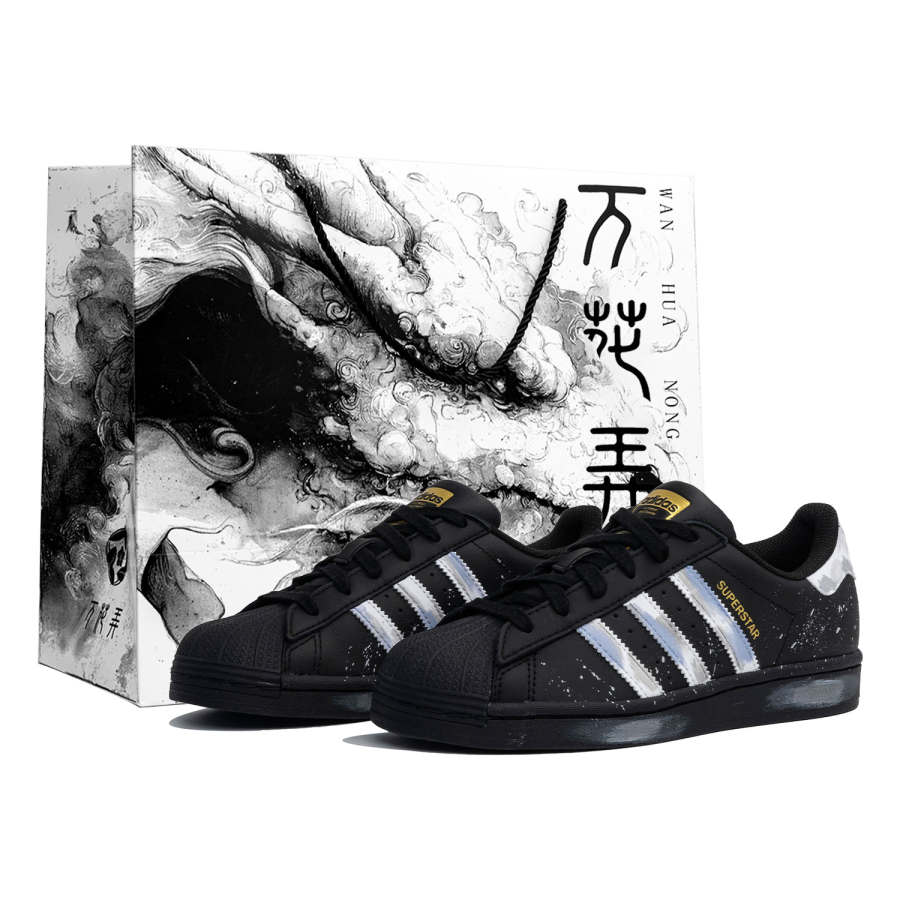 Adidas Originals SUPERSTAR Myriad Flowers, Ice Plains, Shopping Bag Included Slip Resistant Abrasion Resistant Low top