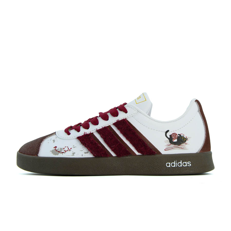 Adidas Adidas VL COURT 2.0 Y VELE Red Brown Cat Fun Lightweight Low top Skateboard Shoes Unisex White