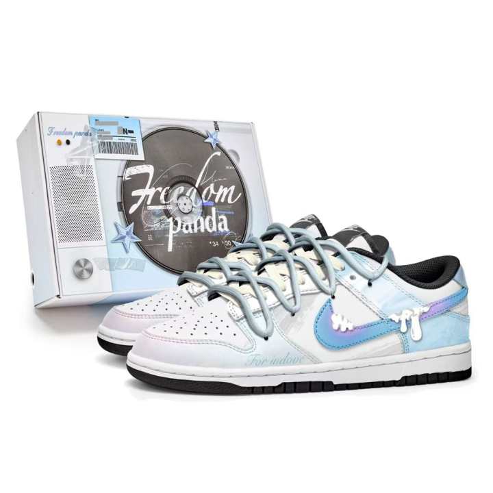 Nike Nike Dunk Slip Resistant Abrasion Resistant Low top Skateboard Shoes Unisex Blue White Gray