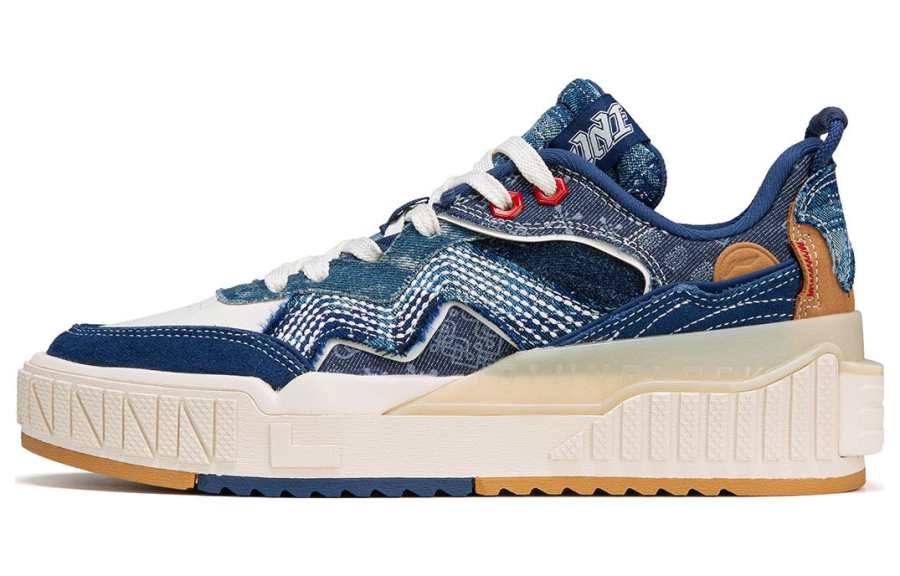 Li-Ning Li Ning 001 UNBLOCK Denim Slip Resistant, Impact Resistant, Abrasion Resistant Low top Skateboard Shoes Men's