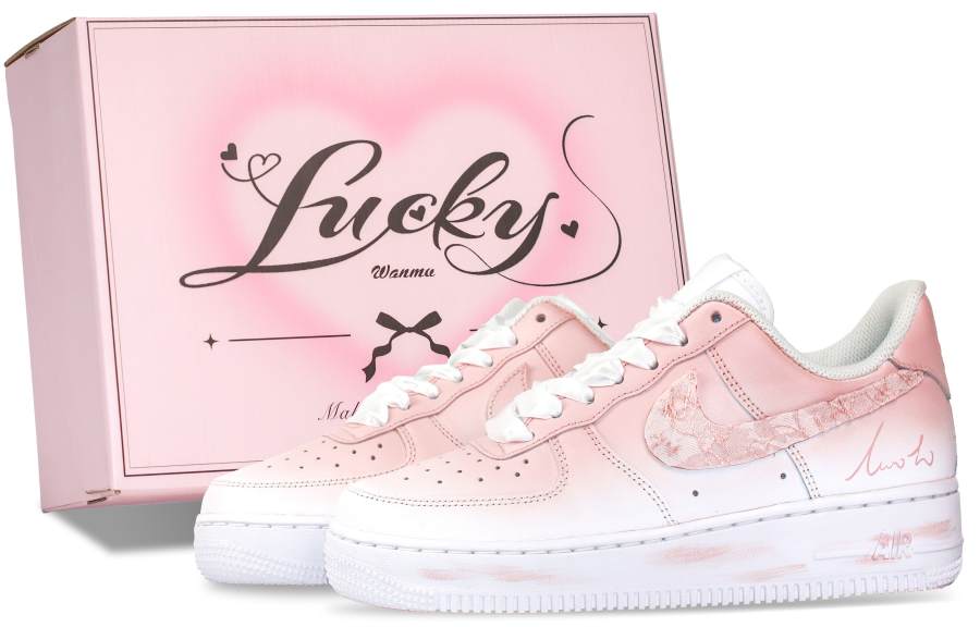 Nike Nike Air Force 1 Peach Bubble Slip Resistant Abrasion Resistant Low top Skateboard Shoes Women's White Pink