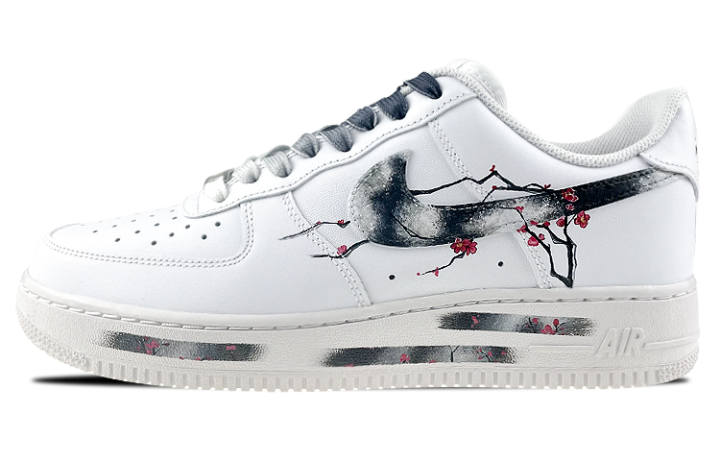 Nike Nike Air Force 1 Air Force 1 Synthetic Leather Low top Skateboard Shoes Men's Black Red