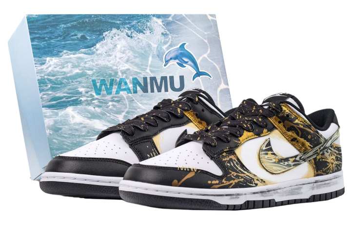 Nike Nike Dunk Sun God Abrasion Resistant Abrasion Resistant Low top Skateboard Shoes Unisex Black Gold
