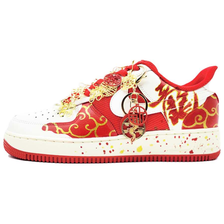 Nike Nike Air Force 1 Low top Skateboard Shoes Unisex Gold Red