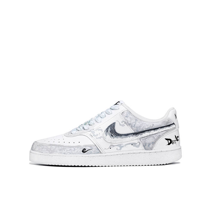 Nike Nike Court Vision 1 Leather Slip Resistant Low top Skateboard Shoes Men's Gray White
