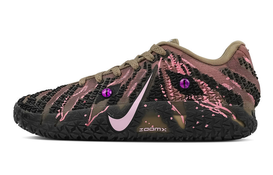 Nike Nike Ja Morant 3 Dark Brown Pink Star Abrasion Resistant Low top Basketball Shoes Men's Black Pink