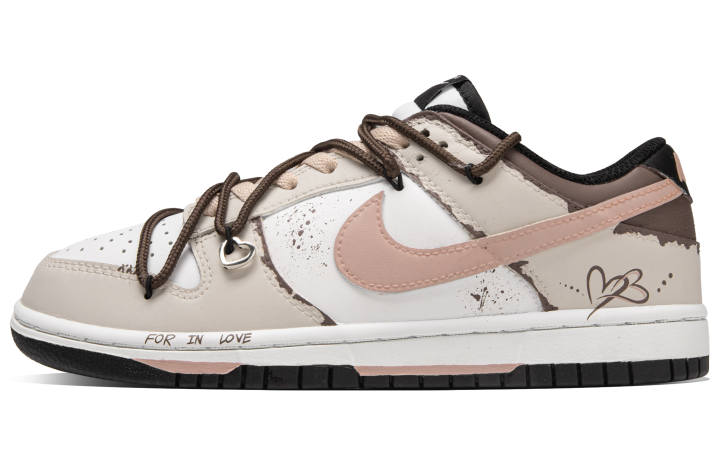 Nike Nike Dunk Mocha Pink Brown Leather Abrasion Resistant Low top Skateboard Shoes Unisex Beige Brown