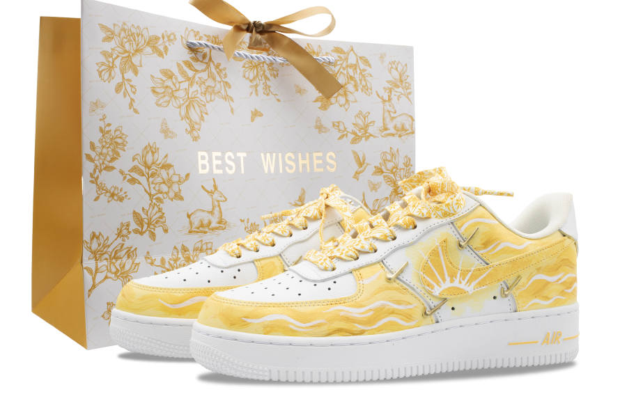 Nike Nike Air Force 1 Sunlit Golden Mountain Cushioning, Wear Resistant Low top Skateboard Shoes Unisex Gold