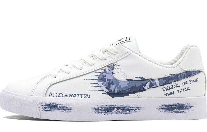 Nike Nike Court Royale Box Action, Geometric Planet, Distressed, Hand Drawn Leather Slip Resistant Cushioning