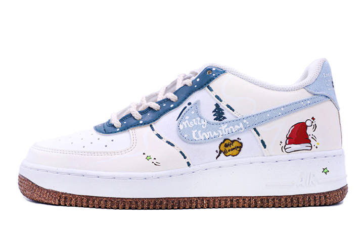 Nike Nike Air Force 1 Coverage Thermal Coverage Low top Skateboard Shoes Unisex Blue Brown