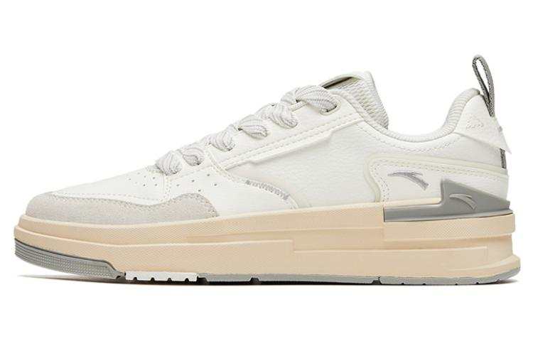 Anta Bump Leather Slip Resistant Abrasion Resistant Low top Skateboard Shoes Women's White
