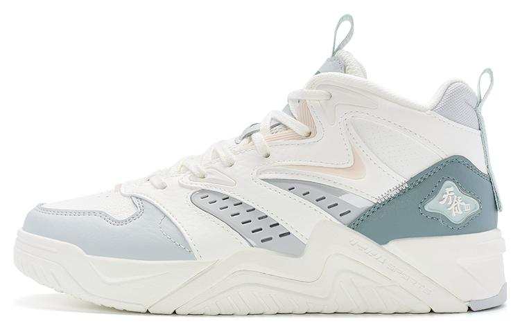 XTEP Slip Resistant Abrasion Resistant High top Skateboard Shoes Women's White Gray