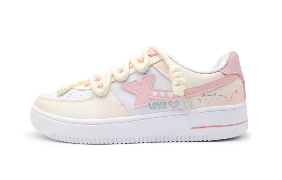 XTEP Air Force 1 Meowth Love Slip Resistant, Abrasion Resistant, Lightweight Low top Skateboard Shoes Women's