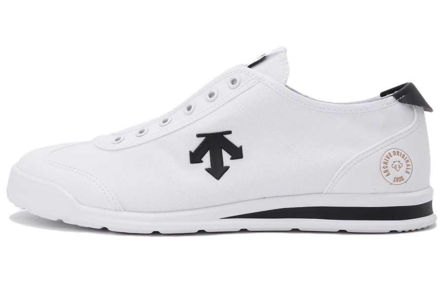 DESCENTE Slip on Low top Skateboard Shoes Unisex White Black
