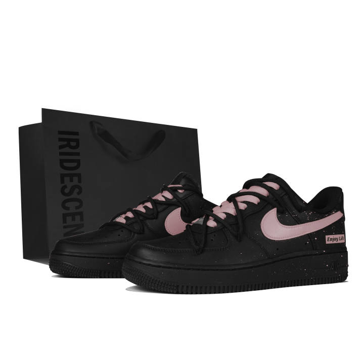 Nike Nike Air Force 1 Leather Low top Skateboard Shoes Unisex Black Pink