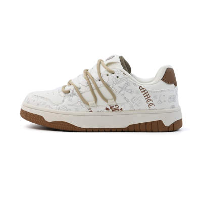 UNNCC Slip Resistant, Abrasion Resistant, Lightweight Low top Skateboard Shoes Unisex Beige Brown