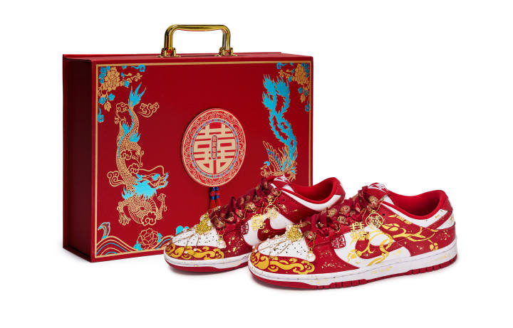 Nike Nike Dunk LOW RETRO Abrasion Resistant Low top Skateboard Shoes Unisex Red White Gold