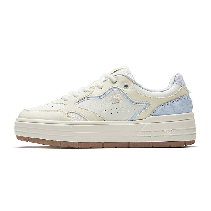 Anta Bright Moon Synthetic Leather Low top Skateboard Shoes Women's White Ice Blue
