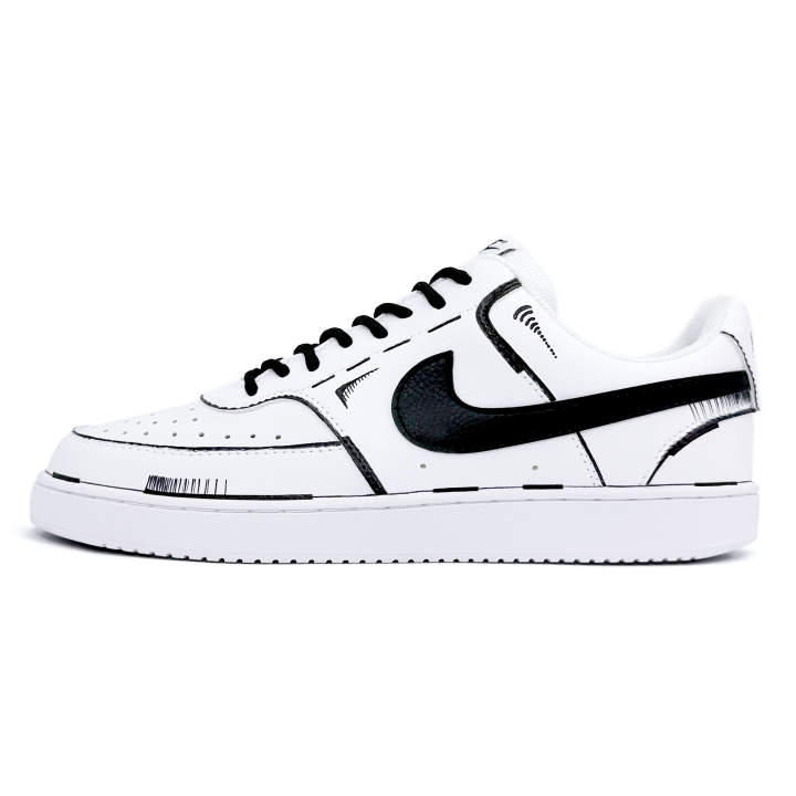 Nike Nike Court Vision 1 Spacetime Tunnel Slip Resistant Abrasion Resistant Low top Skateboard Shoes Unisex Black White