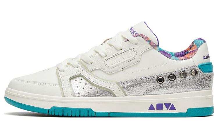 Anta Jie Ao Slip Resistant Abrasion Resistant Low top Skateboard Shoes Women's White Silver