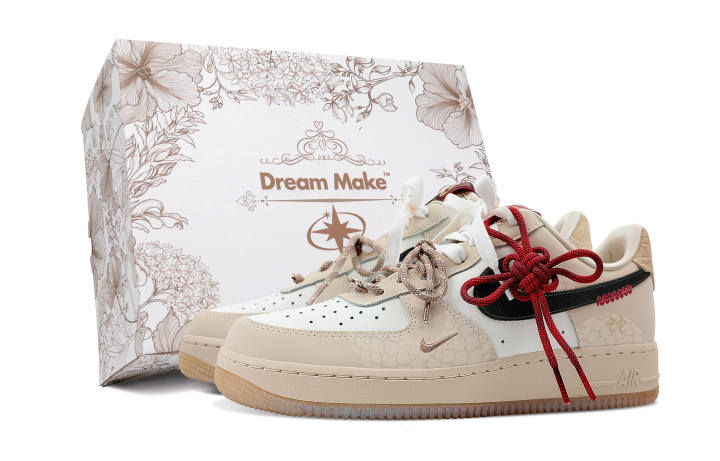 Nike Nike Air Force 1 Slip Resistant Abrasion Resistant Low top Skateboard Shoes Women's Light Brown