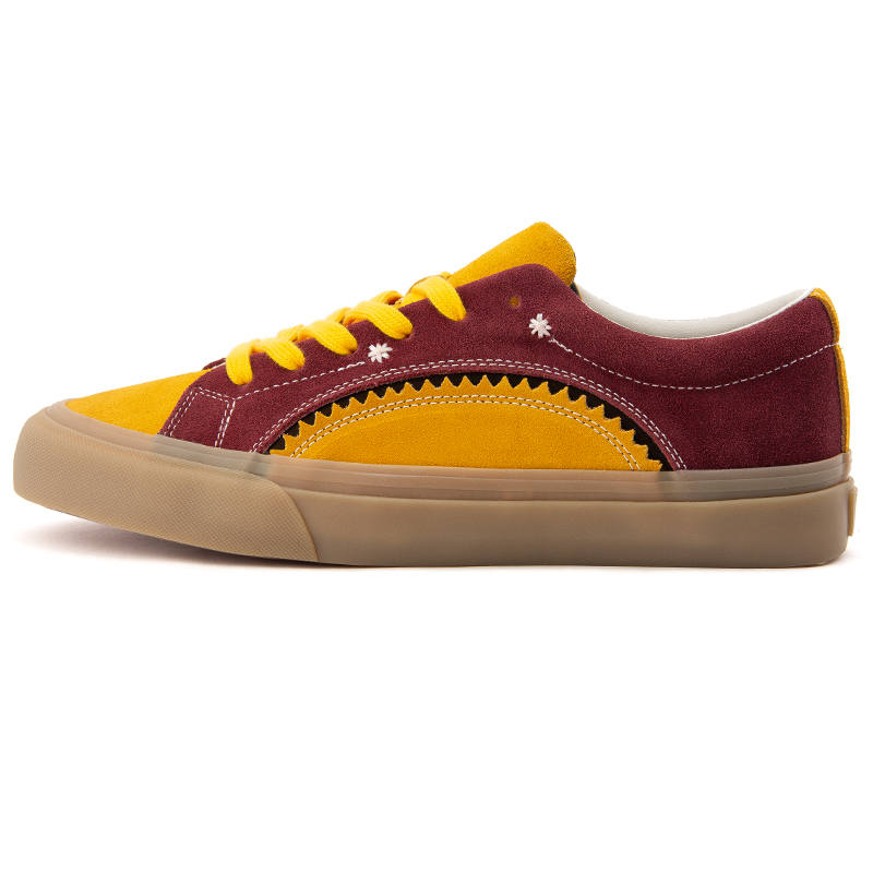 WANSWER Abrasion Resistant Slip Resistant Abrasion Resistant Slip Resistant Low top Skateboard Shoes Unisex Red Yellow