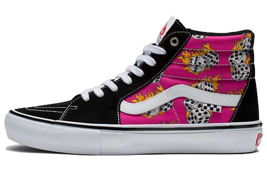 Vans SK8 Skate Abrasion Resistant High top Skateboard Shoes Unisex Black Pink White