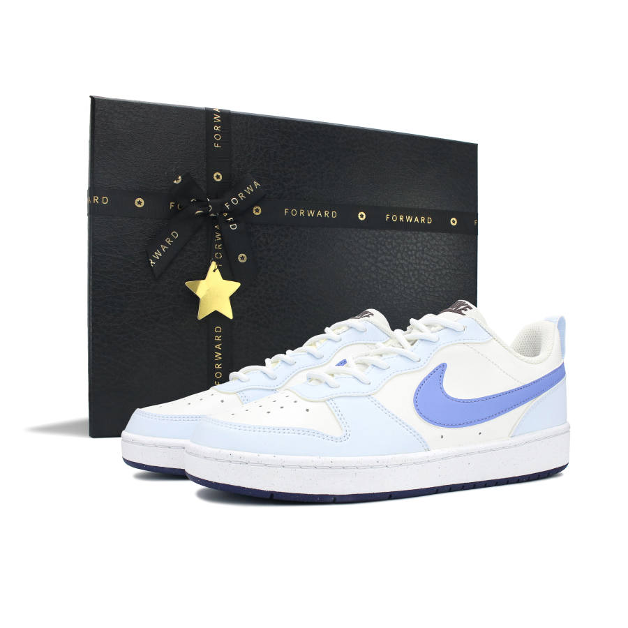 Nike Nike Court Borough Abrasion Resistant, Lightweight, And Breathable Low top Skateboard Shoes GS Blue White