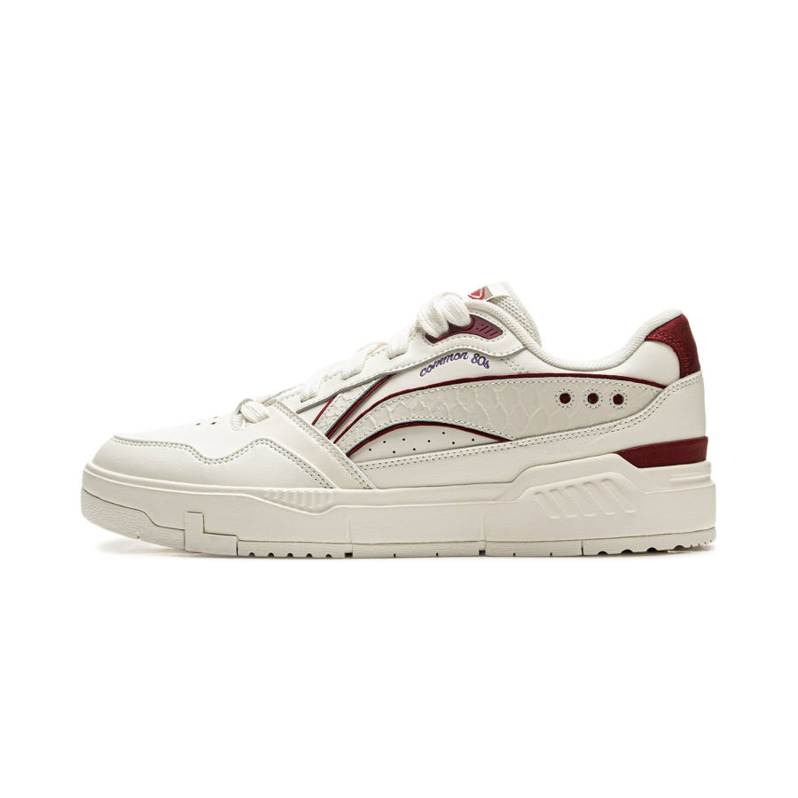 Li-Ning Li Ning Common 80s Synthetic Leather Low top Skateboard Shoes Men's White Red