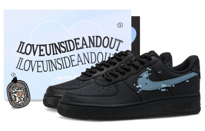 Nike Nike Air Force 1 Data Vector Slip Resistant, Abrasion Resistant, Lightweight Low top Skateboard Shoes Unisex Black Blue