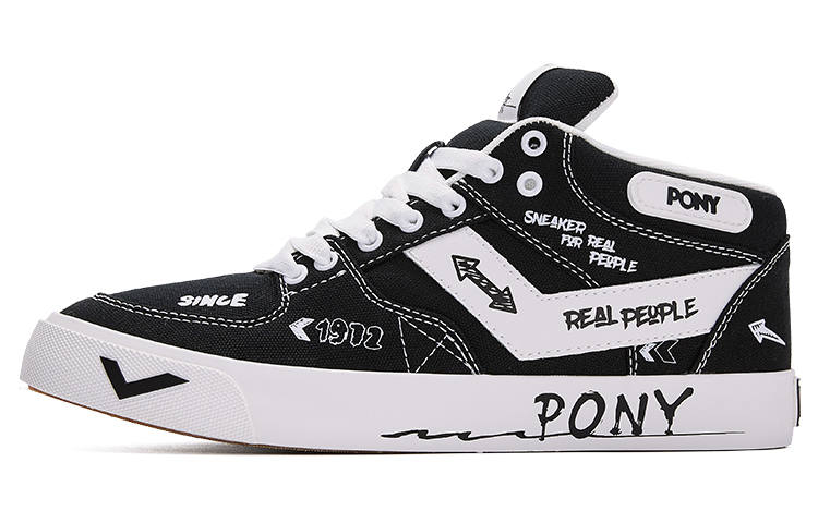 Pony Atop Low top Skateboard Shoes Unisex Black