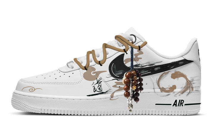 Nike Nike Air Force 1 Daoist Method Slip Resistant Cushioning Low top Skateboard Shoes Men's White Brown