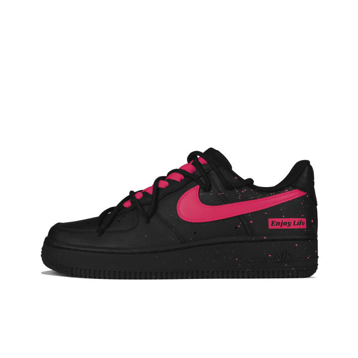 Nike Nike Air Force 1 Leather Low top Skateboard Shoes Women's Black Pink