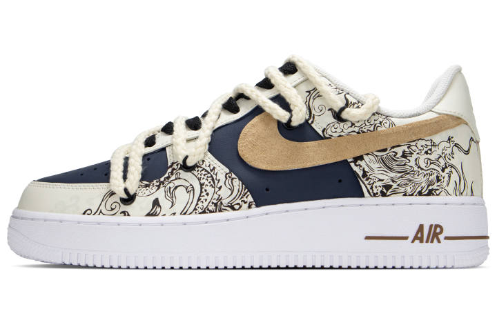 Nike Nike Air Force 1 Low top Skateboard Shoes Men's Yellow Blue