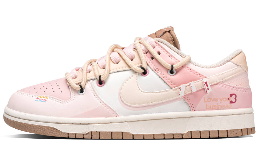 Nike Nike Dunk First Love Box Synthetic Leather Abrasion Resistant Low top Skateboard Shoes Women's Beige Pink