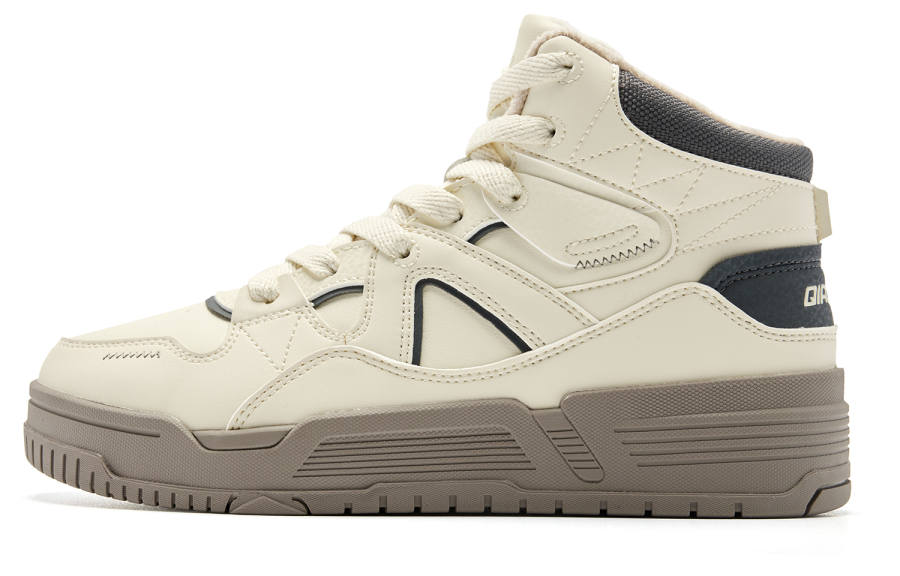 QIAODAN Skateboard Shoes Women's High Top Ice Pear/Lightning Gray