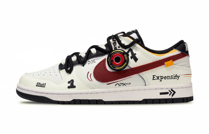 Nike Nike Dunk Patent Leather Abrasion Resistant Low top Skateboard Shoes Unisex Black White Red