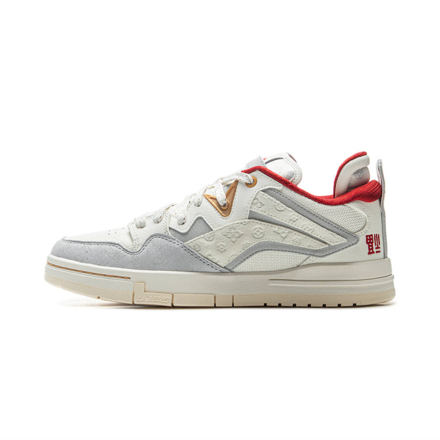 Li-Ning Li Ning Wave PRO Slip Resistant Cushioning Abrasion Resistant Low top Skateboard Shoes Men's White Gray Red