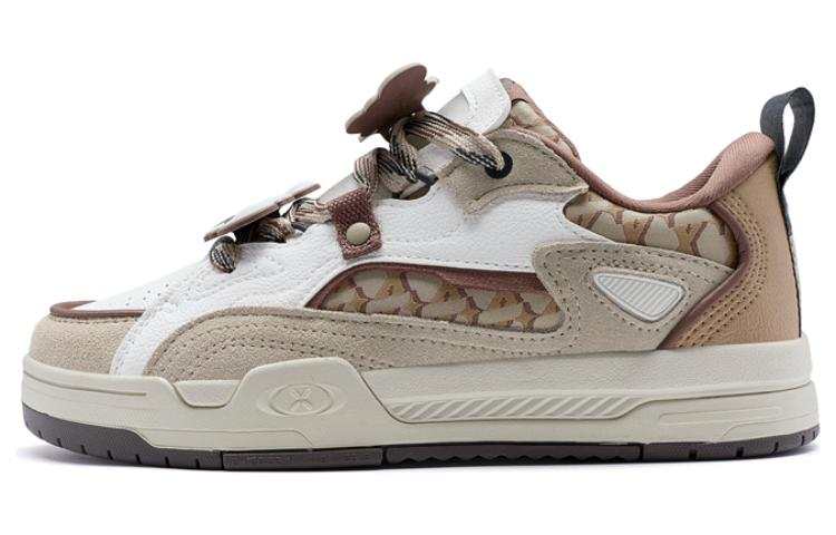 XTEP Slip Resistant Abrasion Resistant Slip Resistant Abrasion Resistant Low top Skateboard Shoes Women's Brown Gray