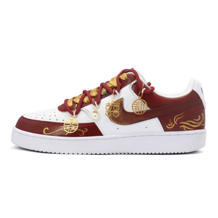 Nike Nike Court Vision 1 Low top Skateboard Shoes Unisex Red White Gold