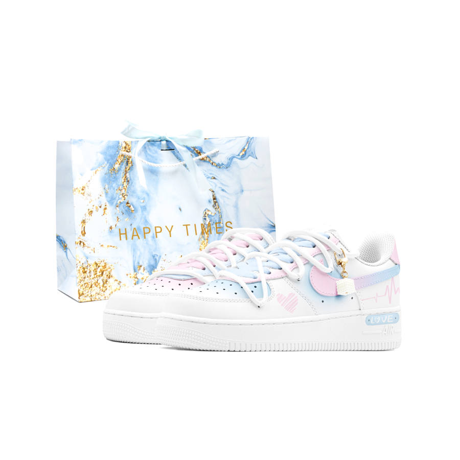 Nike Nike Air Force 1 Abrasion Resistant Abrasion Resistant Low top Skateboard Shoes Women's White Blue Pink