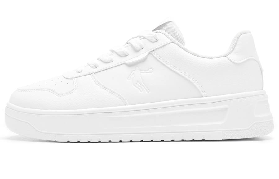 QIAODAN Shiro Dragon Synthetic Leather Height Increasing Breathable Slip Resistant Low top Skateboard Shoes Men's White