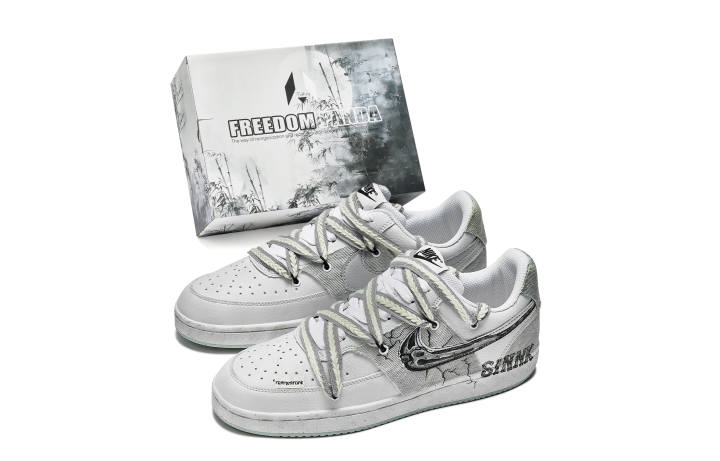 Nike Nike Court Borough Freedom Panda, Box, Bone Language Slip Resistant Low top Skateboard Shoes GS Gray White