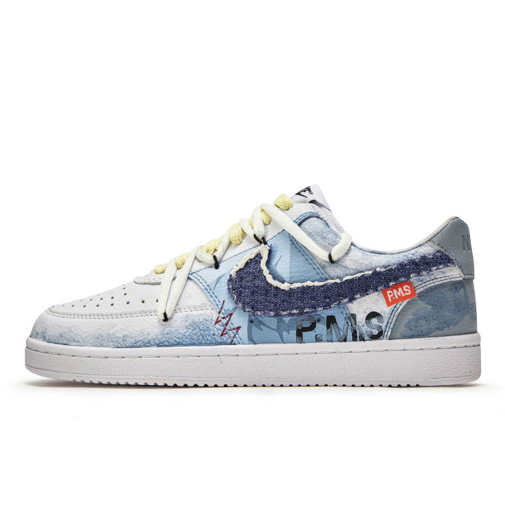 Nike Nike Court Vision 1 Slip Resistant Abrasion Resistant Low top Skateboard Shoes Men's Blue White