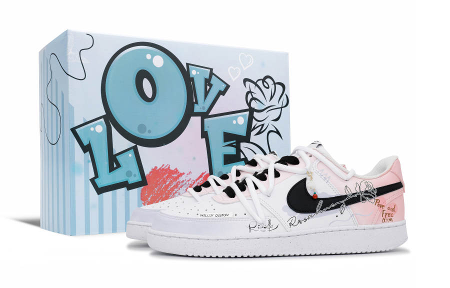 Nike Nike Court Vision 1 Diana Rose Slip Resistant Abrasion Resistant Low top Skateboard Shoes Men's White Pink