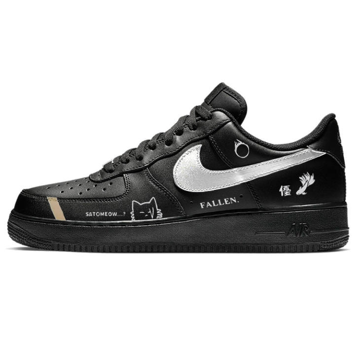 Nike Nike Air Force 1 Skateboard Shoes Men's Low Top Black/White/Silver