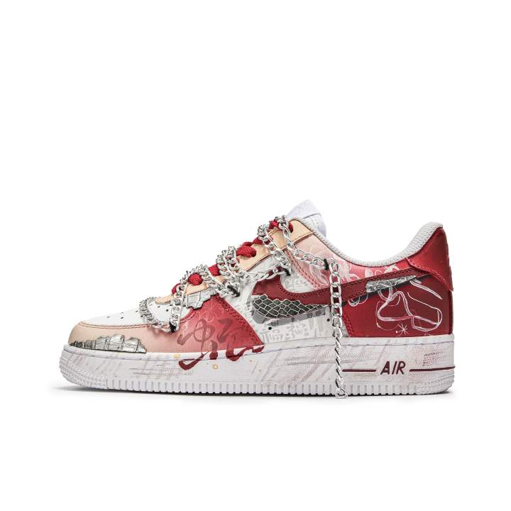 Nike Nike Air Force 1 Da Vinci Custom, Serpent Auspicious, Blessing Slip Resistant Abrasion Resistant