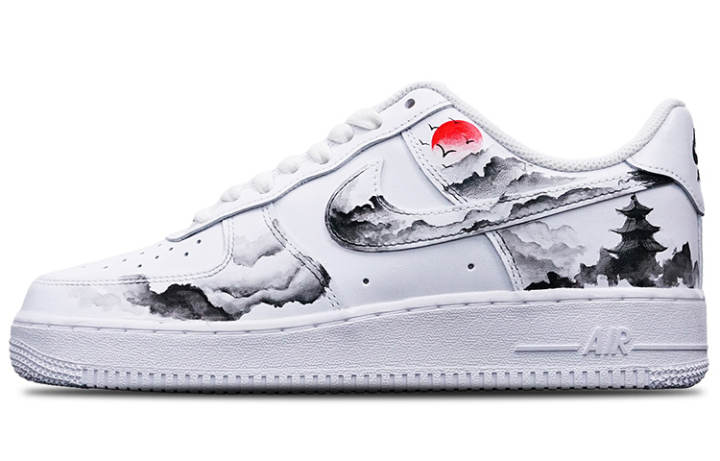 Nike Nike Air Force 1 Triple White Air Force 1 Leather Slip Resistant Low top Skateboard Shoes Women's Black White Red