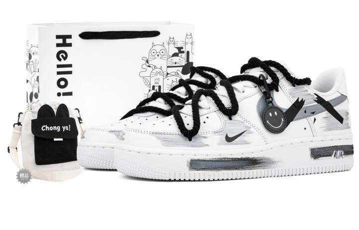 Nike Nike Air Force 1 Cushioning Support Breathable Low top Skateboard Shoes Unisex Concrete Gray